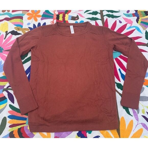 Lululemon Back To Balance Rustic Clay Orange open back Knit Sweater sz 4 - Picture 2 of 8